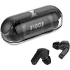 A pair of black Air 13 Pro TWS Bluetooth earbuds with a clear case displaying digital charging status.