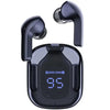 A pair of black Air 31 TWS earbuds in a charging case with a digital battery percentage display.