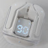 A pair of transparent white Air 31 TWS earbuds in a charging case with a digital battery percentage display.