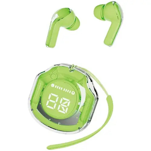 Green Air 39 Gaming Earbuds with charging case on a white background