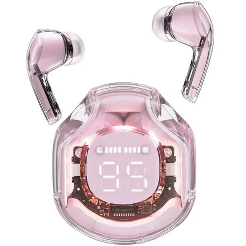 Pink Air 39 Gaming Earbuds with a charging case on a white background