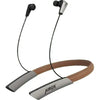 A pair of Airox NB 51 Neck Band in-ear headphones with a coiled cable and a neckband in brown color.