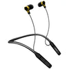 Airox Wireless Bluetooth Neckband (NB-01) earphones in black color with yellow accents, featuring an inline remote control.
