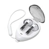 A pair of white earbuds in an open charging case, with a visible USB cable. Amgras A2 pro Earbuds