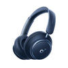 Blue over-ear headphones on a white background of anker soundcore life q5 headphone with white bakcground