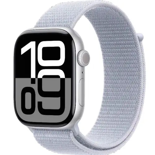 Apple watch series 10 white in white background.