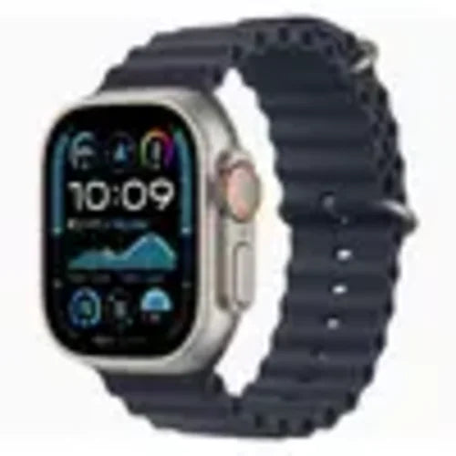 Smartwatch with a black band on a white background of Apple watch ultra 2 49mm