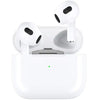 A pair of white Aspor A615 AirPods 3 earphones against a plain background.