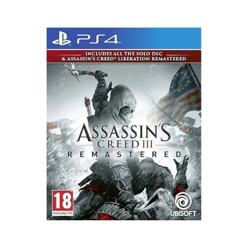 Assassin's Creed III: Remastered PlayStation4 is a cover art featuring a male character on the cover.