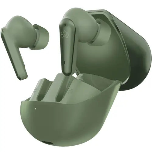 A pair of green flip earbuds with a charging case Audionic Airbud 595 Flip Earbuds