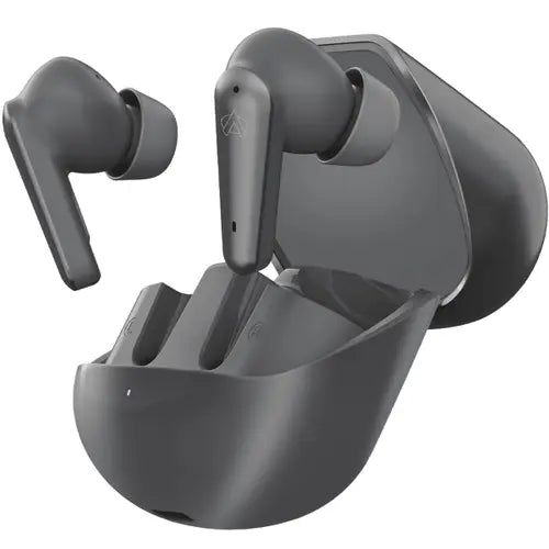A pair of gray flip earbuds with a charging case Audionic Airbud 595 Flip Earbuds