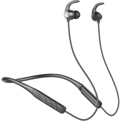 Audionic Supreme X10 Wireless Neckband with black body, showing the in-ear part and the flexible neckband.