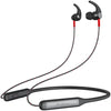A balck and some use of red in Audionic Supreme X20 wireless neckband with an in-ear design and a flexible neck strap.
