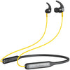 A yellow and black colour scheme Audionic Supreme X20 wireless neckband with an in-ear design and a flexible neck strap.
