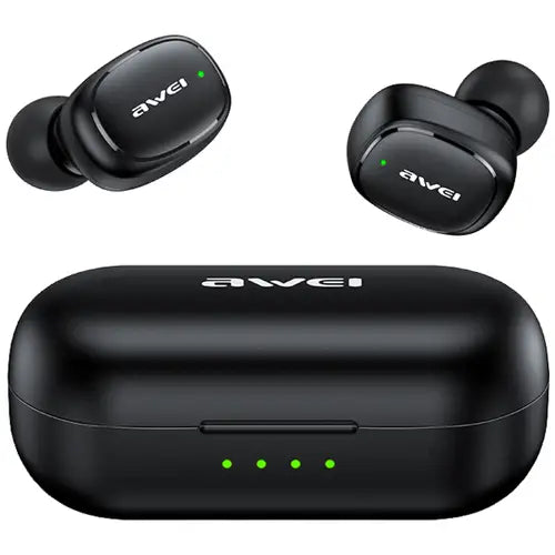 Awei TWS Earbuds (T13 Pro) with charging case on a white background
