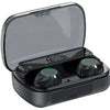Wireless earbuds in black color placed inside an open charging case. BQ10 Wireless Earbuds