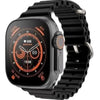 BW8 Ultra digital smart watch with a black band and case, featuring a display showing time, heart rate, and other smart notifications.
