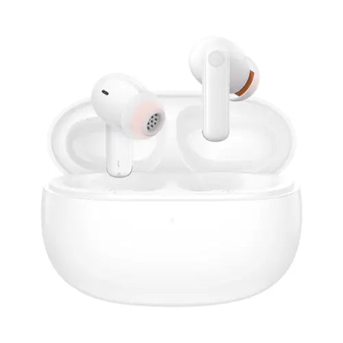 White Baseus Bowie MZ10 True Wireless Earphones in a charging case