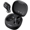 A pair of Baseus Encok True Wireless Earphones (WM01) in black color, placed inside an open charging case.