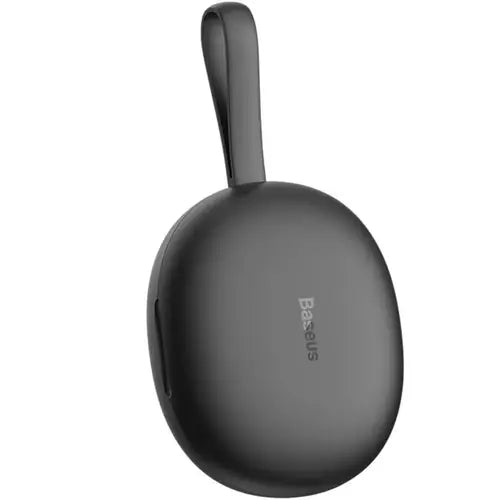 A single black Baseus Encok W05 Lite Earbud with a carrying loop on a plain background.