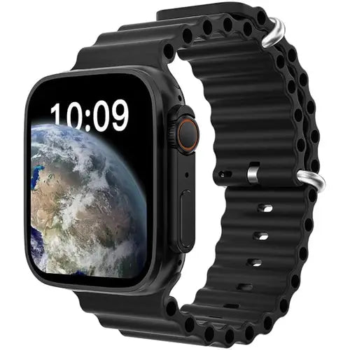 CX8 Ultra digital smart watch with a silver metal case and a black silicone strap, displaying a colorful digital face.