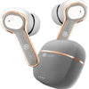 A pair of gray Dany Airdots 220 Pro Plus earphones, alongside a gray charging case.