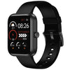 Dany Alpha Fit A digital smart watch with a jet black band and black-colored case. The watch has a display showing time, date, and fitness metrics.