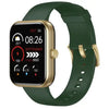 A Dany Alpha Fit Smart Watch with a Jade Green band and gold-colored case. The watch has a display showing time, date, and fitness metrics.