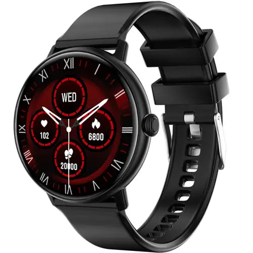 Dany Classic Pro A black-colored smartwatch with a black dial and a black strap.