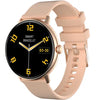 Dany Classic Pro A gold-colored smartwatch with a black dial and a beige strap.