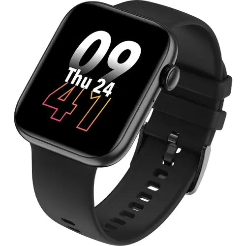Dany Loop Pro Smart Watch silver smartwatch with a black band and a digital display showing time, date, and various smart watch notifications.