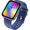 Dany Loop Pro Smart Watch silver smartwatch with a blue band and a digital display showing time, date, and various smart watch notifications.