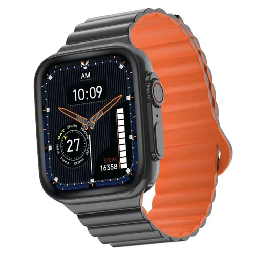 A black Dany Mark Pro smartwatch with a black band and black case, displaying time and date on its screen.