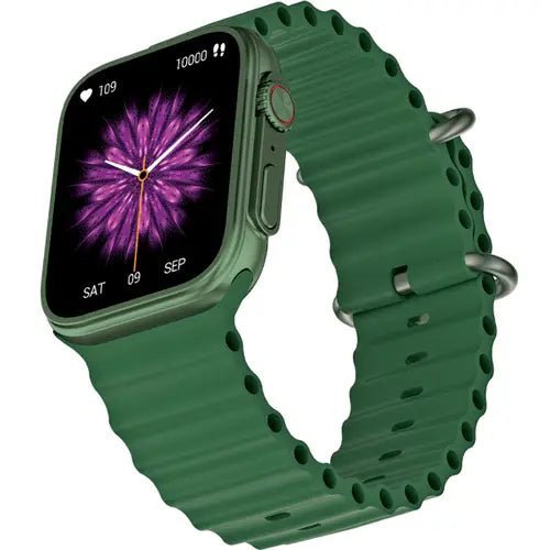 A green Dany Pulse Pro smartwatch with a silicone band and a digital display showing time and date.