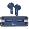 A pair of blue Dany Airdots 110 Wireless Earbuds with a transparent charging case.