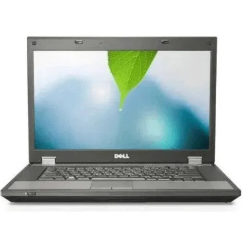Dell Latitude E5400 with a green leaf on the screen against a white background