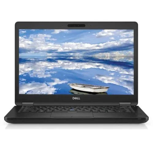 Dell Latitude E5490 laptop with a black color scheme, displaying a colorful wallpaper on the screen.