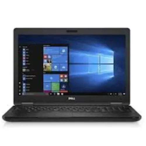 Dell Latitude E5580 laptop with a black color scheme, featuring a display screen showing the Windows operating system.