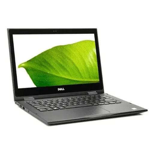 Dell Latitude E7290 with a green leaf on the screen on a white background