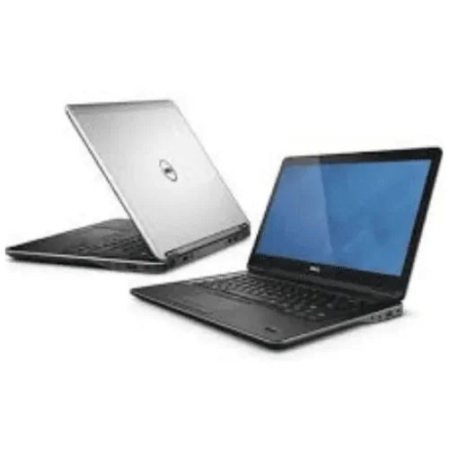 Two Dell laptops, one silver and one black, on a white background