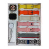 Fendior S100 Ultra A collection of smart watch accessories including bands, watch faces, and a charging cable neatly arranged in a box.