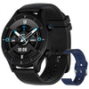 Black G-Tide R1 Smart Watch with blue strap on white background