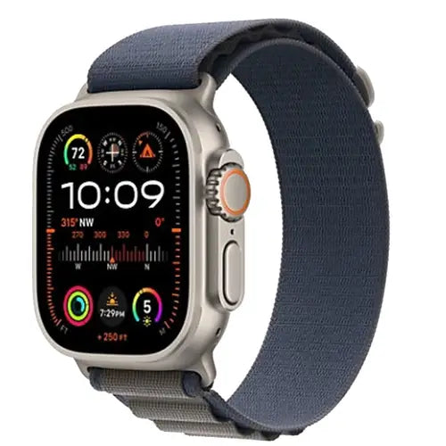 GS Ultra Smart watch with a blue strap on a white background