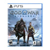 A cover image of the game 'God of War Ragnarok – PS5', featuring two characters, a snowy landscape in the background, and the game's title text.