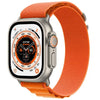 HW8 Ultra Smartwatch with orange band and detailed display on white background