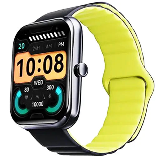 Haylou RS4 Max Calling Smart Watch with a yellow band on a white background
