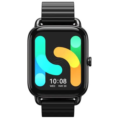 Haylou RS4 Plus Smart Watch with a black band on a white background