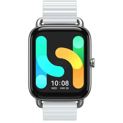 Haylou RS4 Plus Smart Watch with a white band on a white background