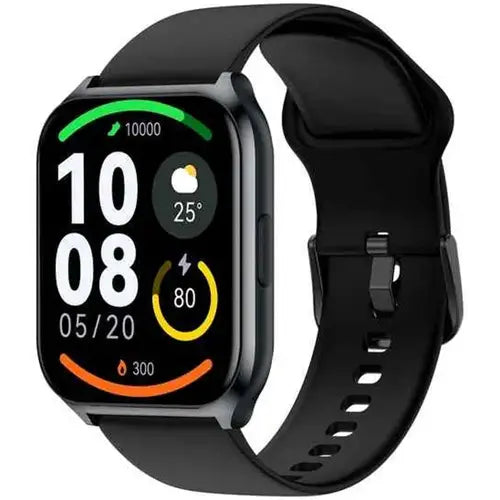 Black Haylou Watch 2 Pro with a colorful display on a white background