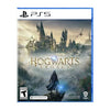 A game case 'Hogwarts Legacy PS5' featuring a wizard in silhouette against a backdrop of Hogwarts castle.